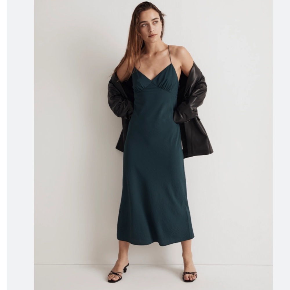 NWT Madewell Layton Slip Dress in Ancient Forest